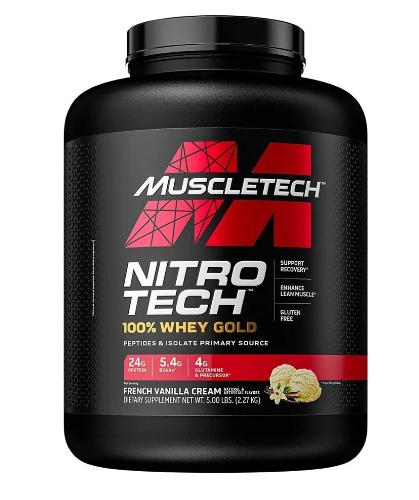 Proteína Whey Gold Nitro Tech - Crema de vainilla francesa 5 libras (2.27 kg)