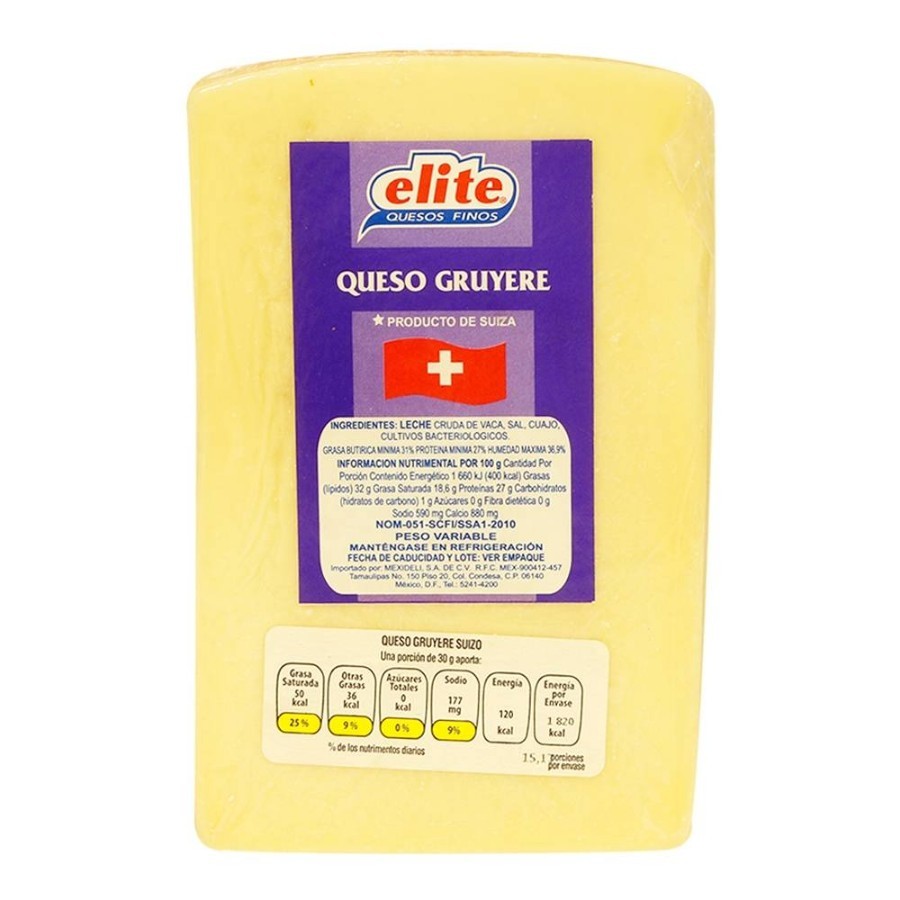 Queso gruyere de alta calidad precio por kilo, paquete de aproximadamente 400 g