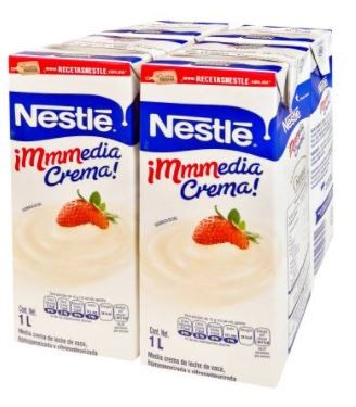 Crema Nestlé Media Crema 4 piezas de 1 L cada una