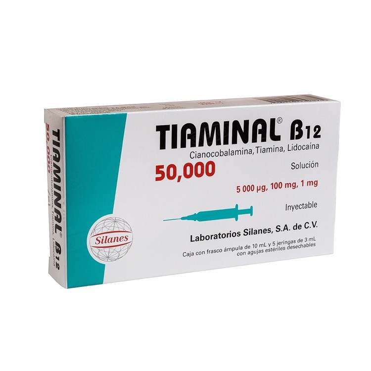 Tiaminal B12 cianocobalamina, tiamina, lidocaína inyectable 1 caja
