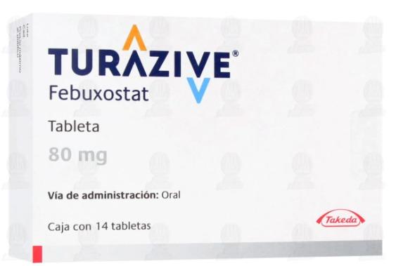 Febuxostat Turazive 80 mg paquete de 14 tabletas
