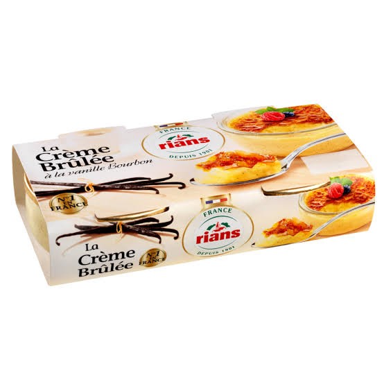 Postre crème brûlée, 6 porciones de 100 g cada una, total 600 g